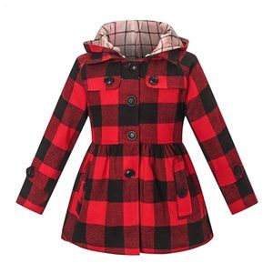 NEW Girls Red/Black Trench Coat w/ Hoodie